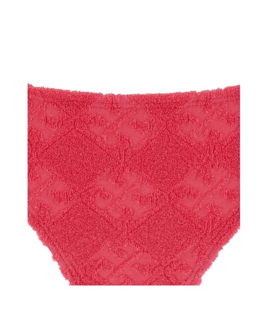 Tory Burch Red Low-Rise Terry-Cloth Bikini Bottoms