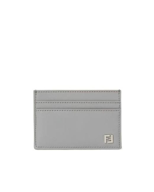 Fendi Gray Ff Squared Card Holder for men