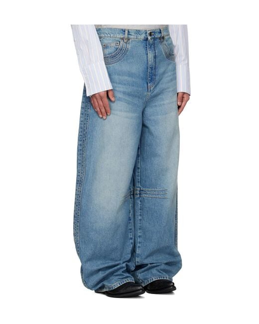 Egonlab Blue Overscaled Belt Loop Jeans for men