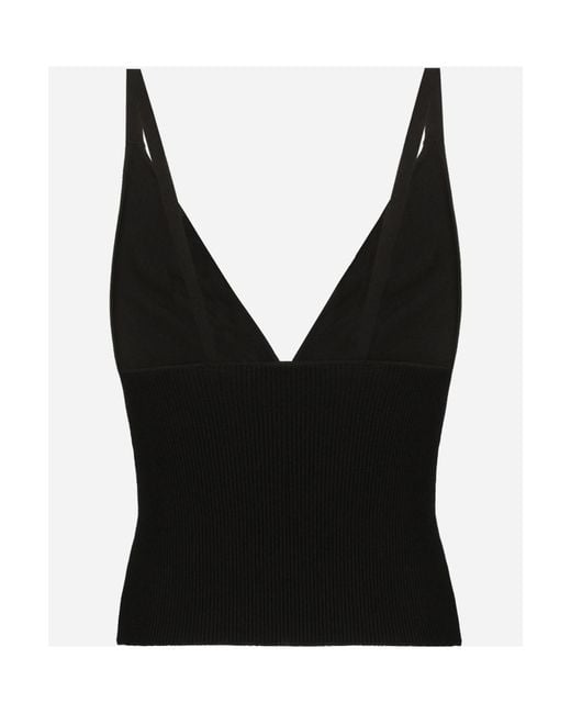 Dolce & Gabbana Black Viscose-Knit Vest Top