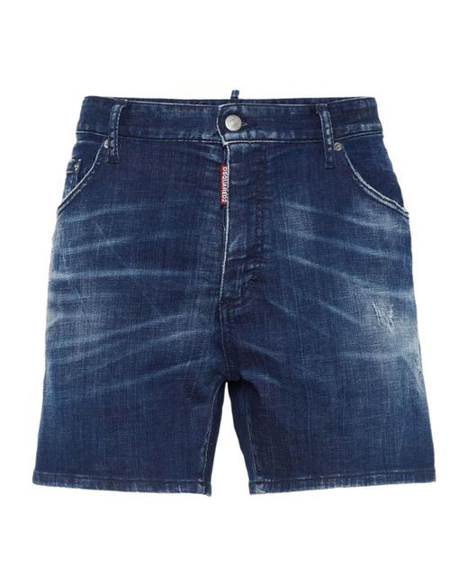 DSquared² Blue Dark Milky Way Wash Bro Jean Shorts for men