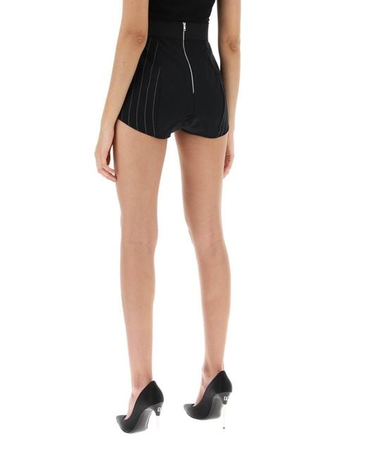 Dolce & Gabbana Black High-Waisted Pinstripe Shorts