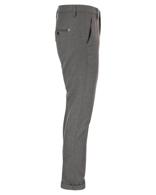 Dondup Gray Mid-Rise Slim-Fit Tailored Trousers for men
