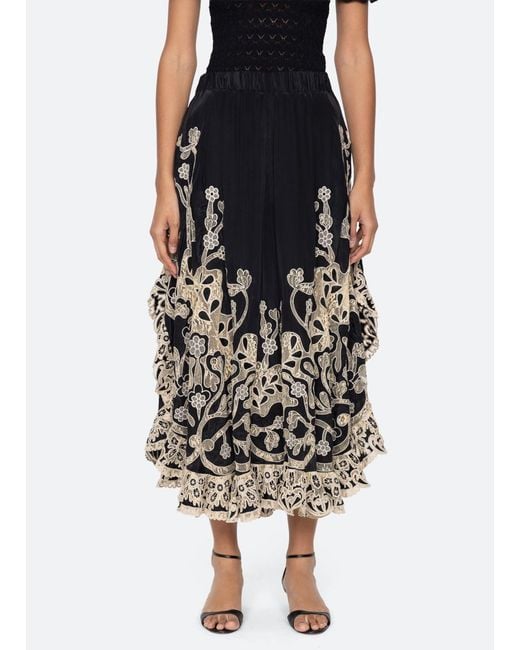 Sea Black Gracelyn Lace-Trimmed Trousers