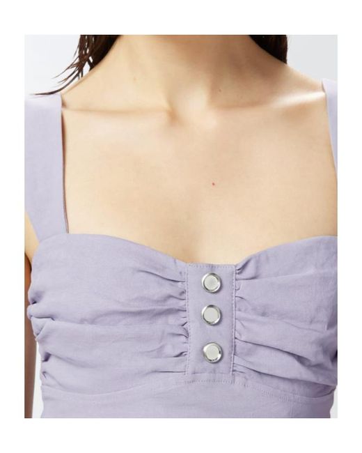 Pinko Purple Ruched-Detail Cropped Top