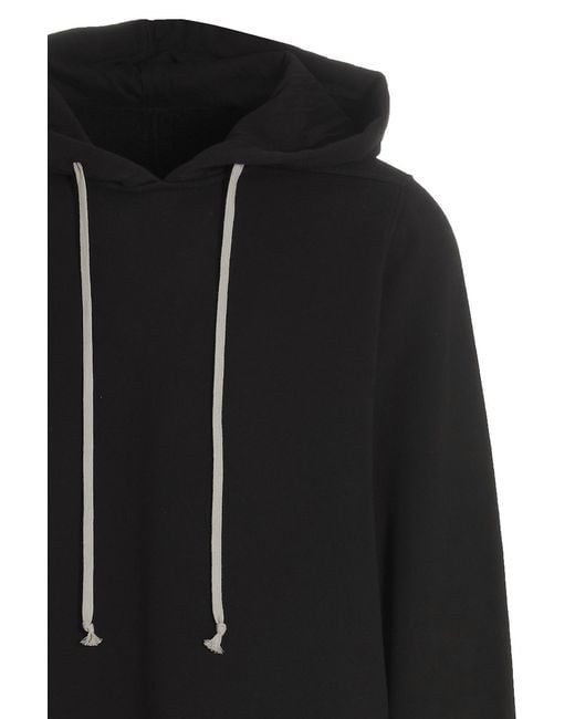 Rick Owens Black Asymmetrical Stitching Hoodie for men