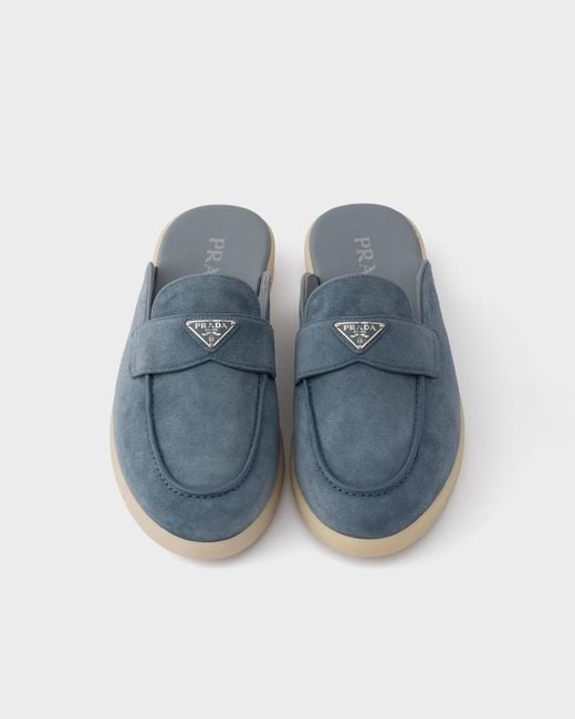 Prada Blue Suede Mules for men