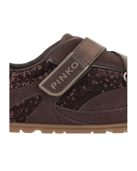 Pinko Brown Round-Toe Sneakers