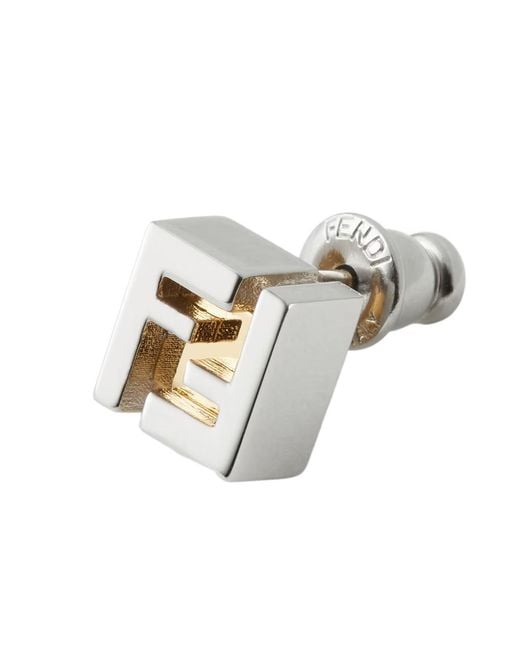 Fendi White Ff-Motif Earring for men