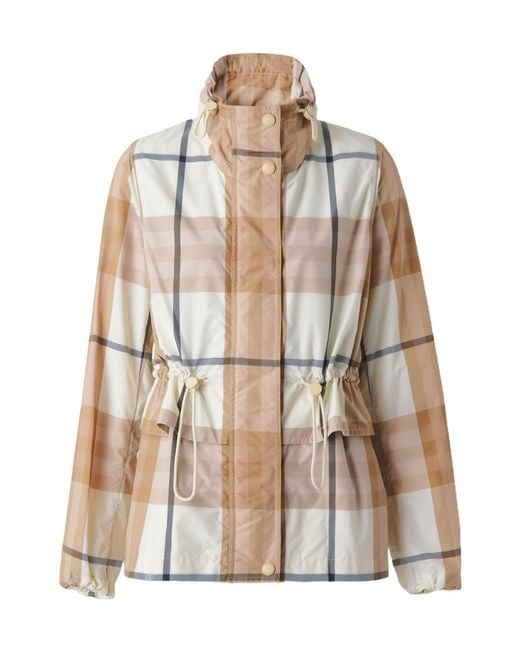 Burberry Natural Checked Drawstring-Waist Jacket