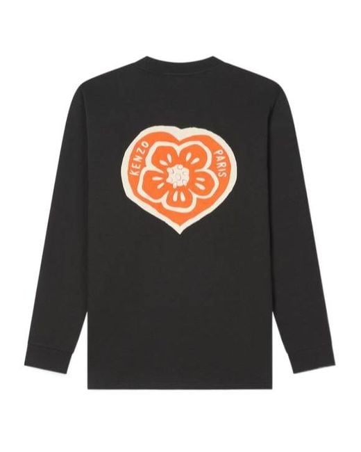 KENZO Black Boke Heart Long Sleeve T-Shirt for men