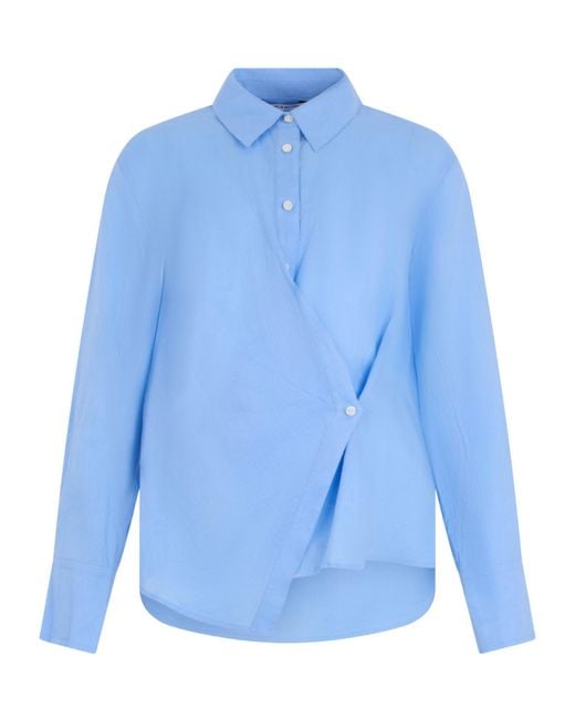 Veronica Beard Blue Asymmetric Crossover Shirt