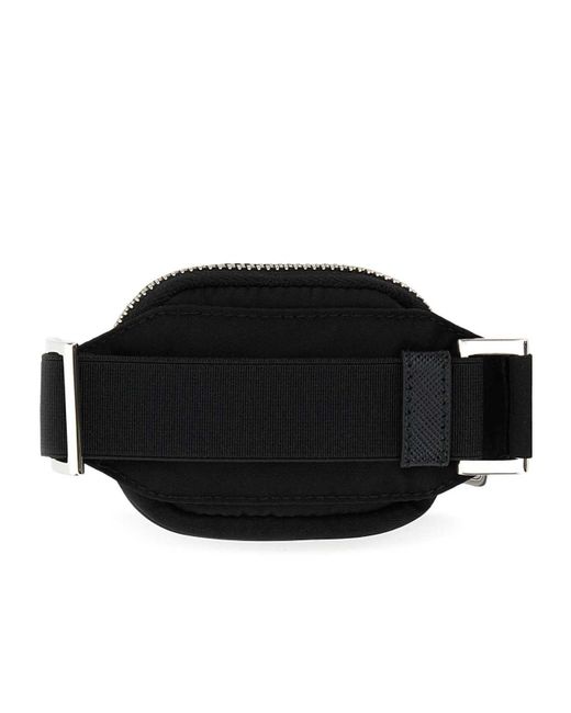 Prada Black Triangle-Logo Zipped Key Tag