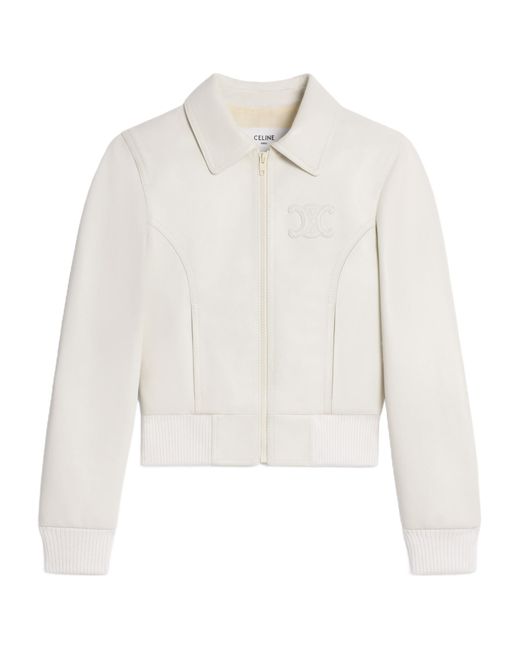 Céline White Triomphe Blouson Jacket
