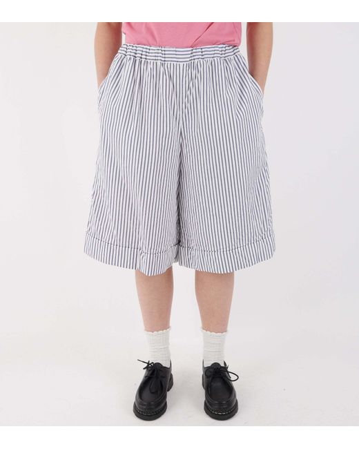 Comme des Garçons White Striped Shorts