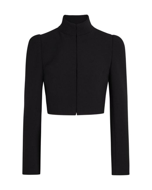Alaïa Black Funnel-Neck Cavalry Twill Cropped Jacket