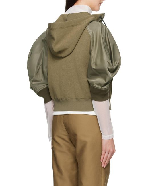 Sacai Green Long-Sleeved Spliced Jacket