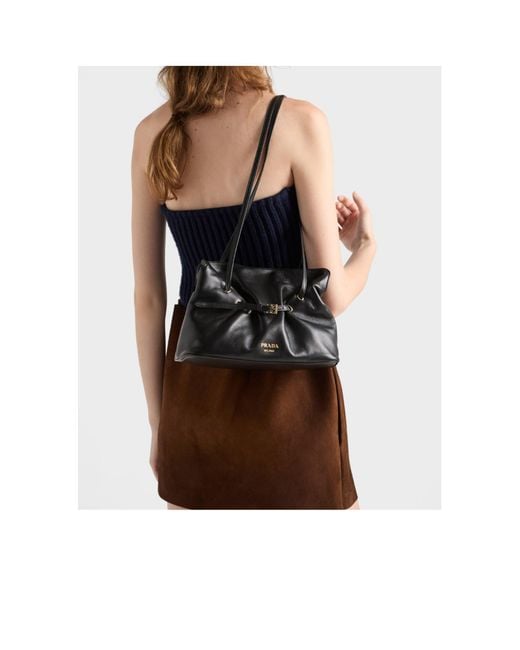 Prada Black Dada Buckle Detailed Small Bucket Bag