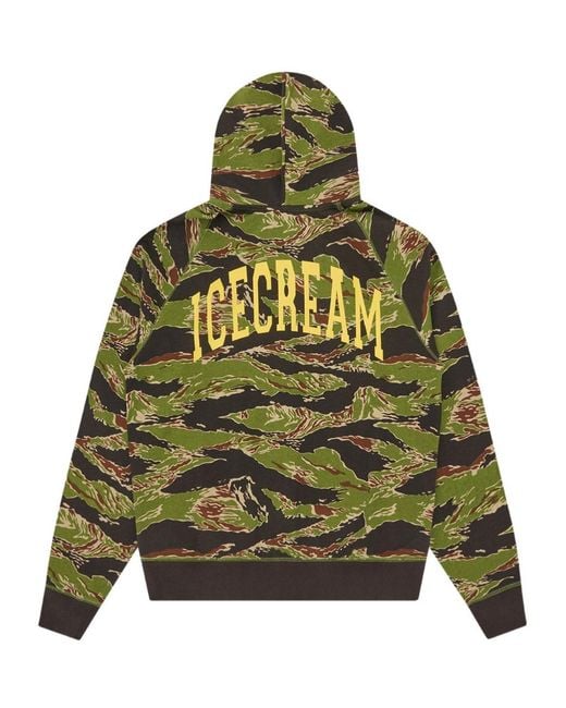 ICECREAM Green Smiley Tiger Stripe Zip-Up Hoodie for men