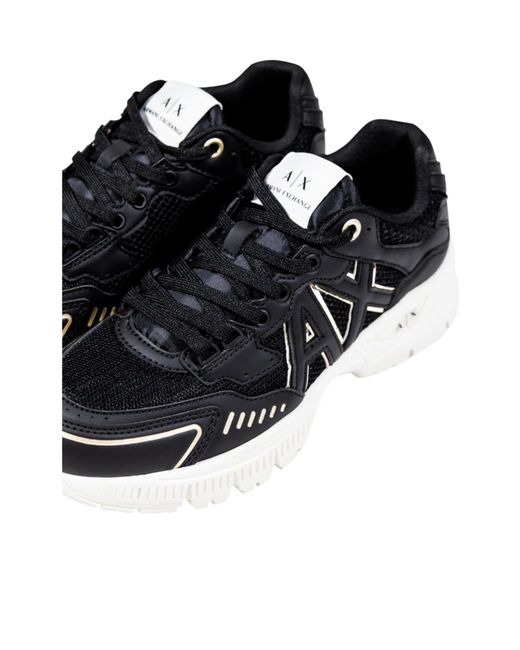 ARMANI EXCHANGE Black Logo-Patch Sneakers