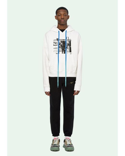 Off-White c/o Virgil Abloh Blue Printed Hooded Sweater for men