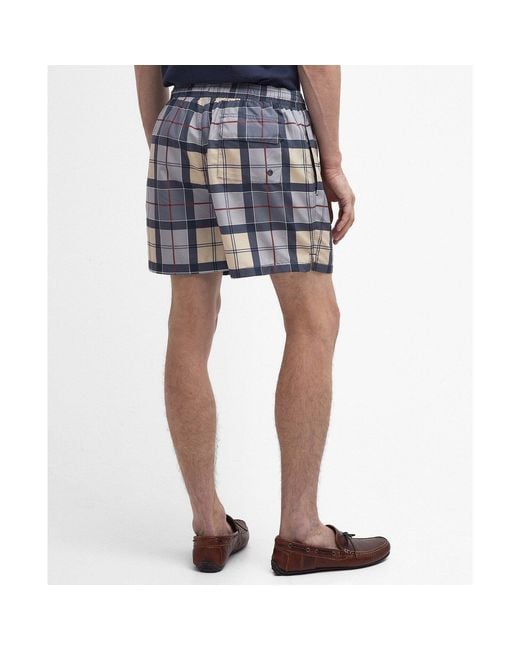 Barbour Gray Checked Swim Trunks for men