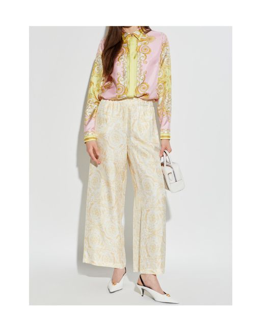 Versace White Pattern-Printed Trousers