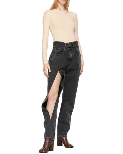 Maison Margiela Black Four-Stitch Long-Sleeved Bodysuit