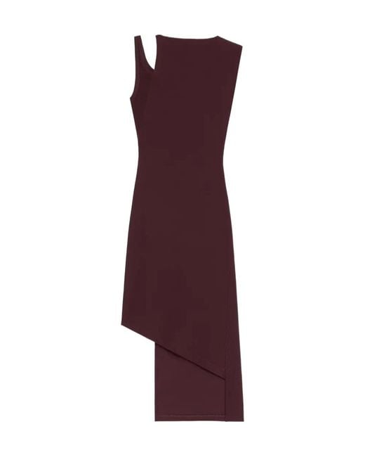 Courreges Red Asymmetrical Ribbed Midi Dress