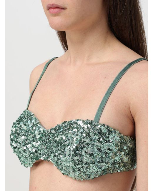 Moschino Green Sequined Sweetheart-Neck Bra
