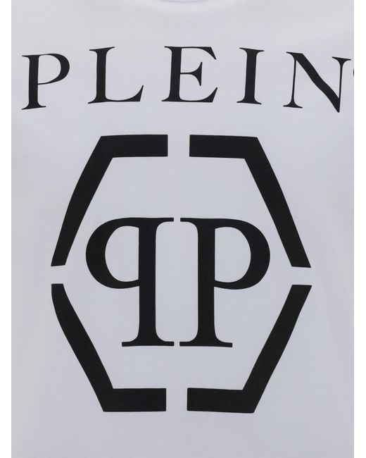 Philipp Plein White Logo-Print Crew Neck T-Shirt for men
