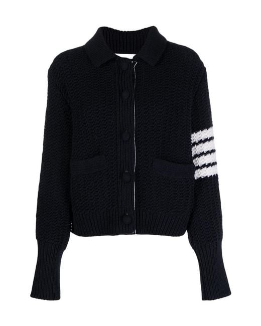 Thom Browne Black Chunky-Knit Merino-Wool Cardigan
