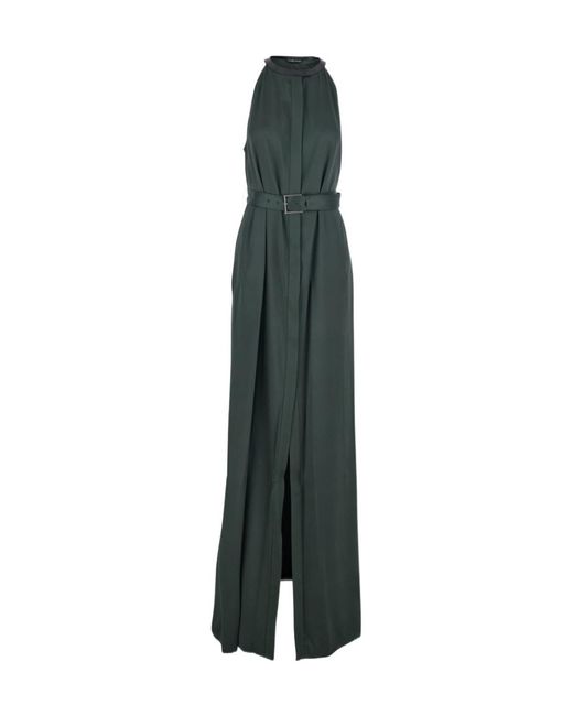 Tom Ford Green Sleeveless Long Dress With Halterneck And Front Belt