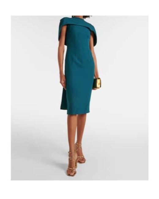 Safiyaa Green Kalika Caped Midi Dress