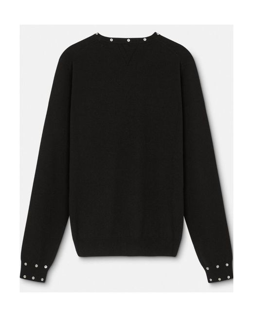 Versace Black Embellished Crewneck Sweater for men