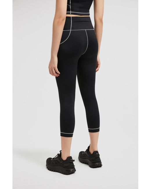 Moncler Black Grenoble Logo Detailed Leggings