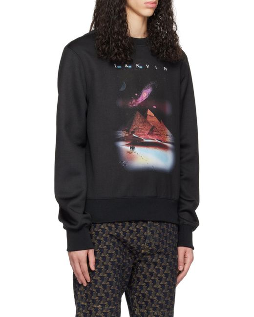 Lanvin Black Logo-Print Detail Sweatshirt for men