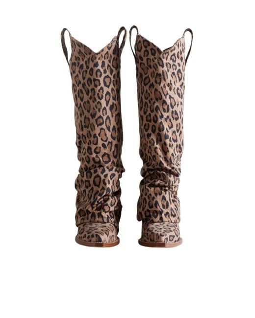 R13 Brown Leopard Print Boots