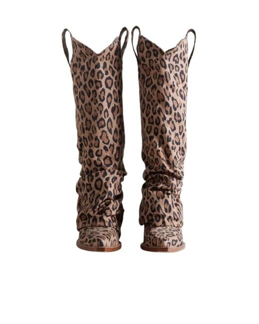 R13 Brown Leopard Print Boots