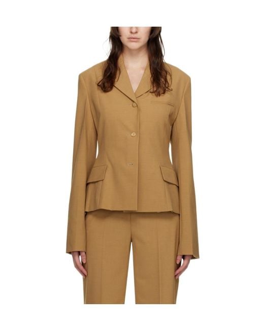 Nanushka Brown Lapel Long-Sleeved Suit Coat
