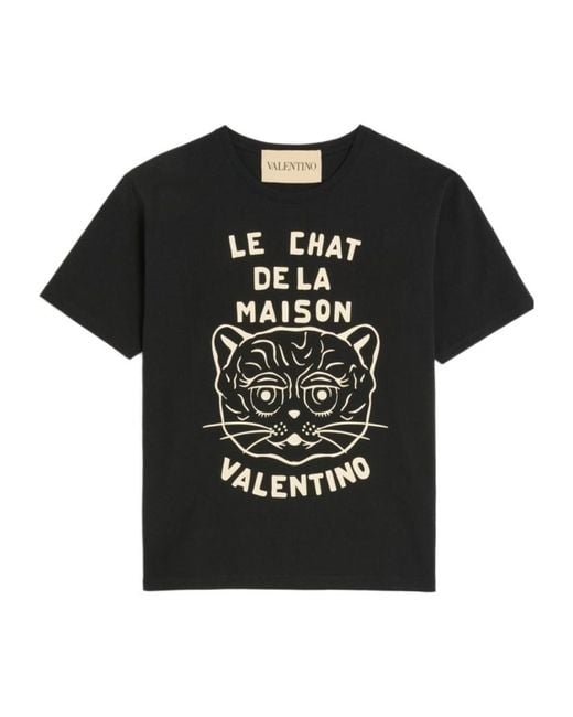 Valentino Black Logo Printed Crewneck T-Shirt for men