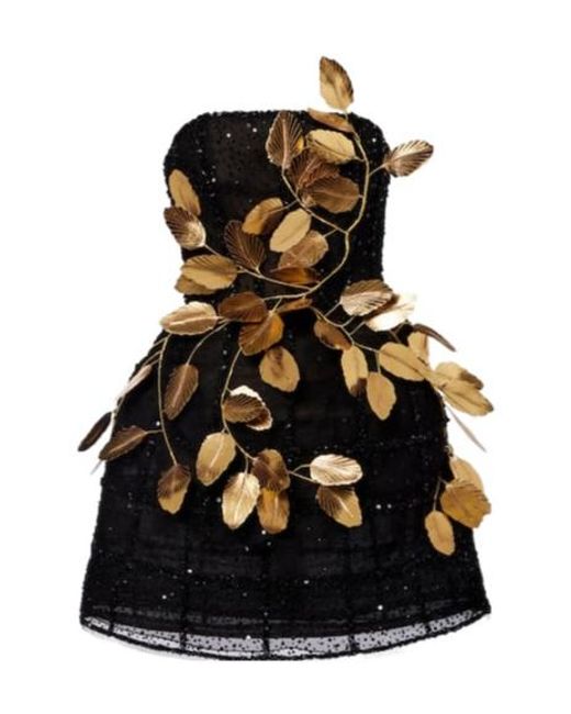 Oscar de la Renta Black Embellished Sequined Cocktail Dress