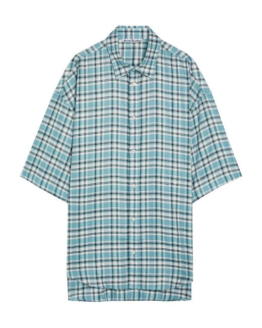 Acne Blue Checked Loose-Fitting Shirt for men