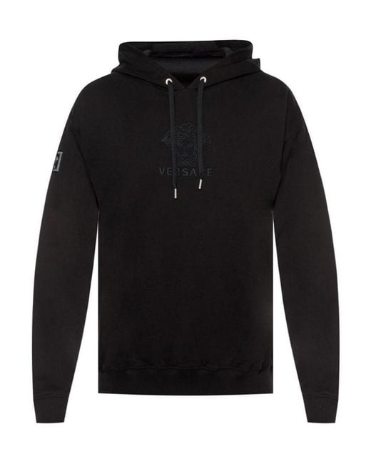 Versace Black Embroidered Sweater With Logo for men