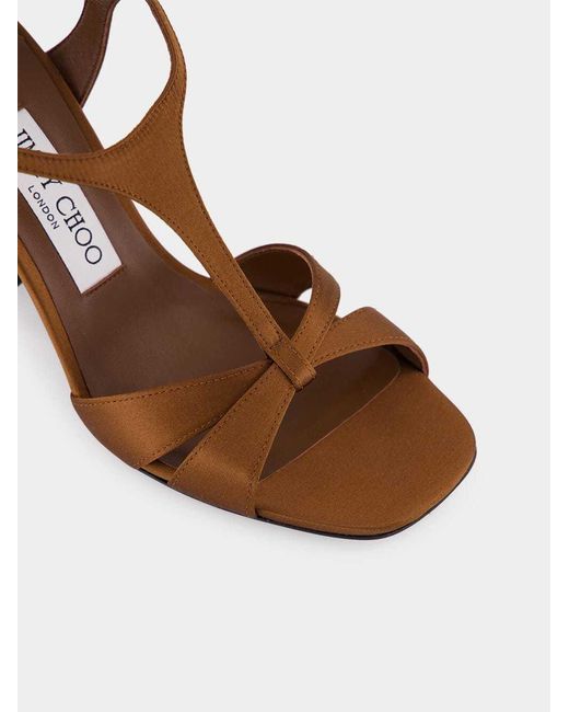 Jimmy Choo Brown Square-Toe High-Heeled Sandals