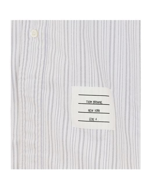 Thom Browne White Striped Short-Sleeve Buttoned Shirt for men