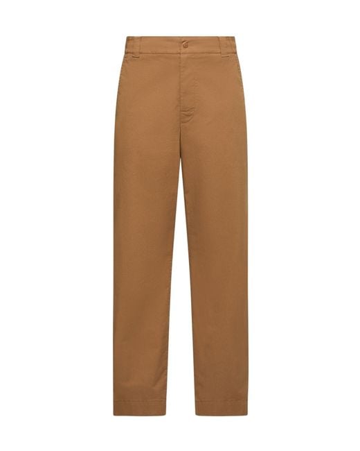 Moncler Brown Cotton Blend Gabardine Pants for men