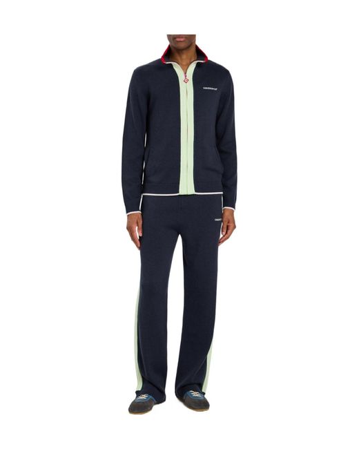 Casablanca Blue High-Neck Striped Jacket for men