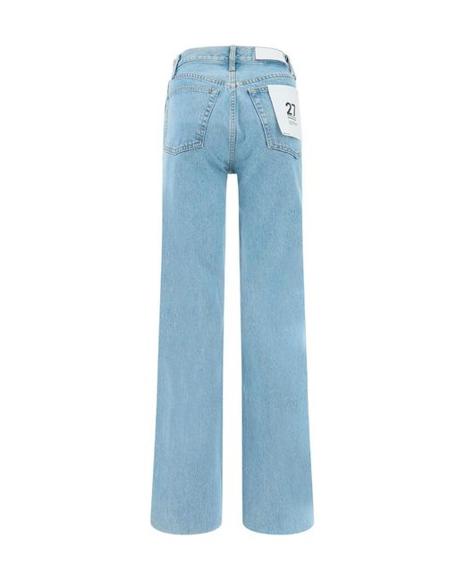 Re/done Blue High-Rise Straight-Leg Jeans