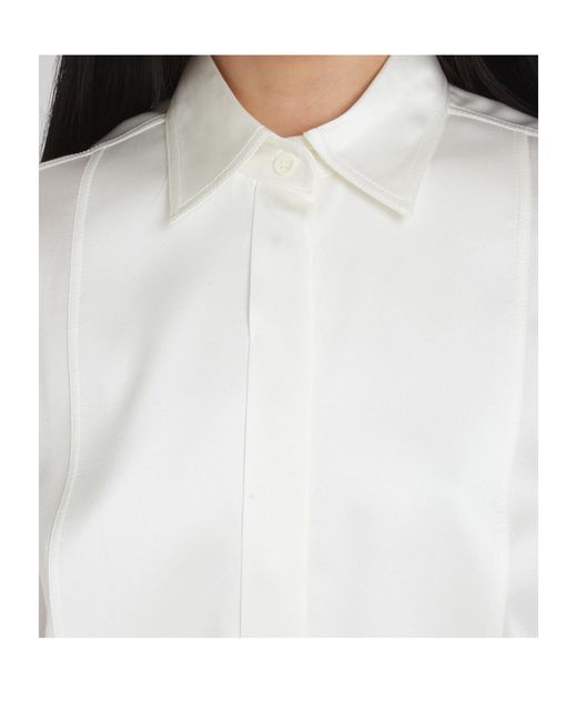 Brunello Cucinelli White Long Sleeved Curved Hem Shirt